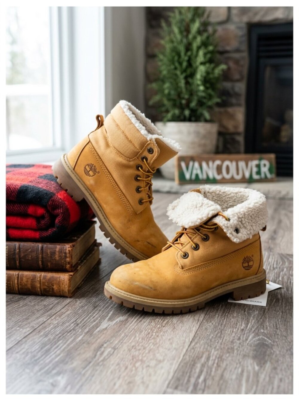 Timberland Wheat Nubuck Fleece Lined Winter Boots Kids Size 2 43759